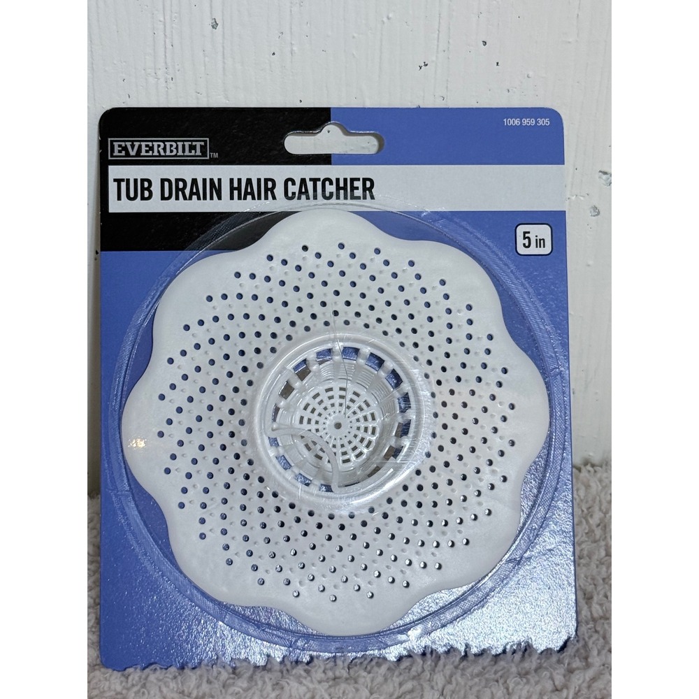 Everbilt Tub Drain Hair Catcher 5 in White Plastic Strainer 1006 959 305